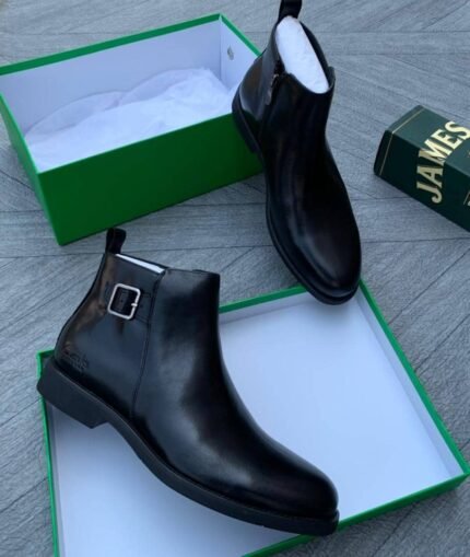 Clarks declan side buckle leather Chelsea boot Black