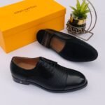 LV Derby leather shoe Black