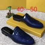 Men's crocs effect leather shoe half Navy Blue