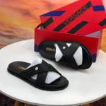 Preston open-toe slippers with printed logo Black