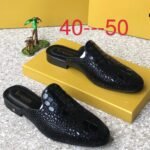 Men's crocs effect leather shoe half Black