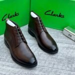 Clarks Chelsea plain leather boots coffee brown