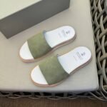 Brunelo cucinelli suede slides sandals green