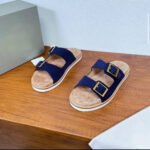 Brunelo cucinelli suede buckled strap sandals navy blue