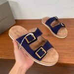 Brunelo cucinelli suede buckled strap sandals navy blue - Image 2