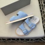 Brunelo cucinelli suede buckled strap sandals sky blue
