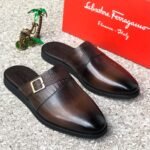 Tobi backless shoe leather brown colour