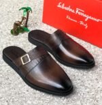 Tobi backless shoe leather brown colour