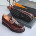 OGGI knot-detailed full-grain leather loafers