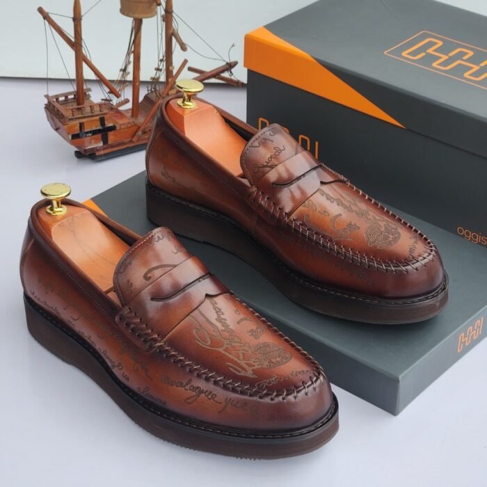 OGGI knot-detailed full-grain leather loafers - Image 2
