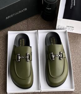 Aristocrats granola leather mules green