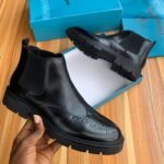 Alessio Venezia Leather Chelsea Brogues Boots Black