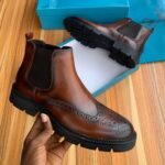 Alessio Venezia Leather Chelsea Brogues Boots Brown
