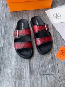 Hermes embroidered canva leather slide - Image 2
