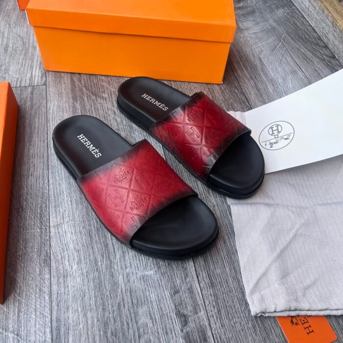 Hermes embroidered canva leather slide - Image 2