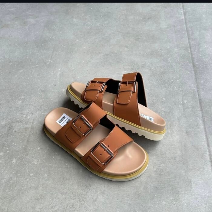 Double-straps padro leather sandals brown - Image 2