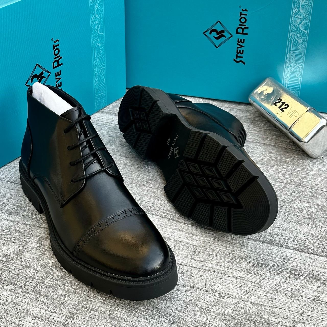 ca61f4c8-4bb5-4ba3-9f1a-ec8baddef330 Alessio Venezia Leather Chelsea lace-up Boots Black - Image 1