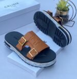 Chloe embroidered leather slide brown