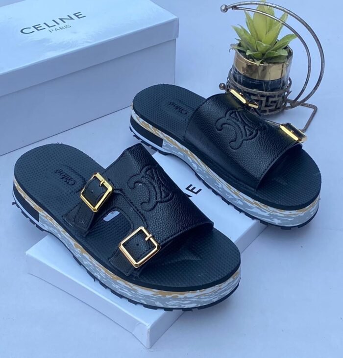 Chloe embroidered leather slide Black - Image 2