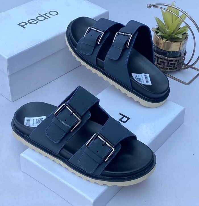 Double-straps padro leather sandals black - Image 2