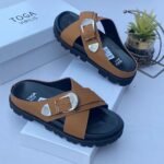 Toga embroidered leather slide Brown