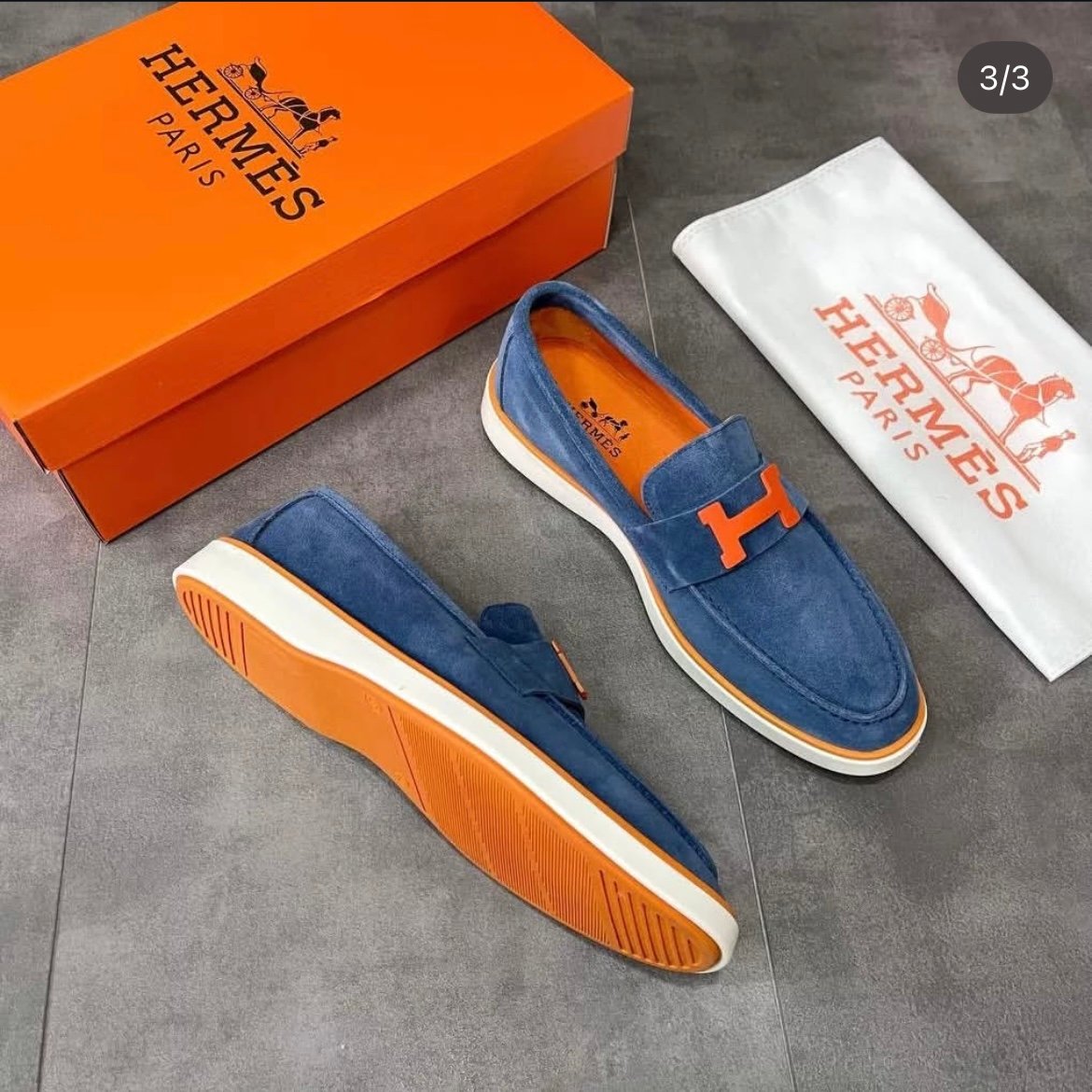Screenshot Hermes 'Moonboat' Suede Loafers - Image 1