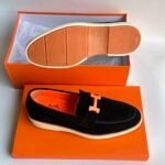 Hermes 'Moonboat' Suede Loafers
