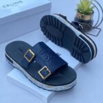 Chloe embroidered leather slide Navy blue