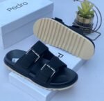 Double-straps padro leather sandals black