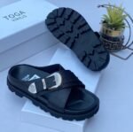 Toga embroidered leather slide Black - Image 2