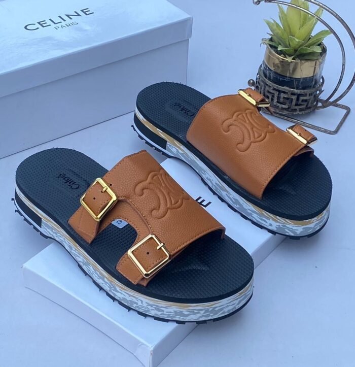 Chloe embroidered leather slide brown - Image 2