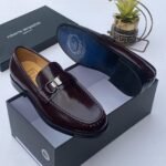 Classic Dan leather penny loafers wine colour - Image 2