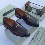 Richwana horsbit  Grained crocs effect loafers coffee brown