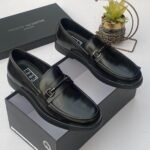 Roberto serpentini leather loafers black
