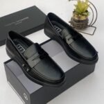 Roberto serpentini leather loafers black