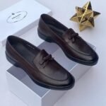 Astaire bold-tie, full-grain leather loafers coffee brown