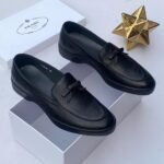 Astaire bold-tie, full-grain leather loafers black colour