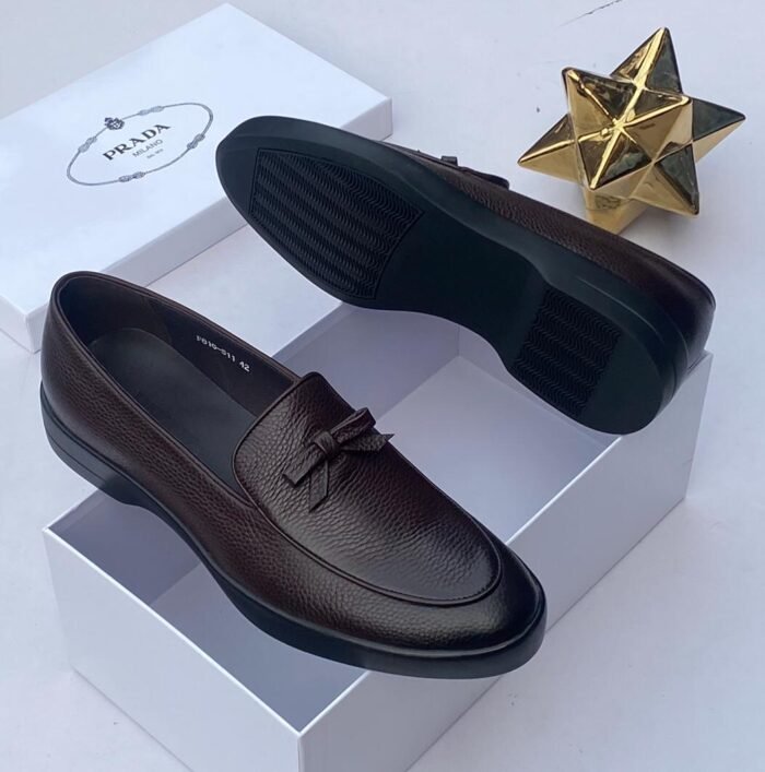 Astaire bold-tie, full-grain leather loafers coffee brown - Image 2