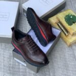 Roberto Serpentini Plain Leather sneakers brown colour