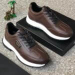 Boss Chunky sneakers, Sculpted Sole and leather Knit Upper brown colour