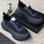 Boss Chunky sneakers, Sculpted Sole and Textured Knit Upper Navy Blue