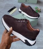 Berluti shadow sneakers luxury suede slip-on trainers crafted with venezia calf leather brown colour - Image 2