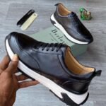 Berluti shadow sneakers luxury leather slip-on trainers crafted with venezia calf leather black colour