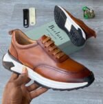 Berluti shadow sneakers luxury leather slip-on trainers crafted with venezia calf leather brown colour