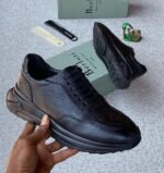 Berluti shadow sneakers luxury leather slip-on trainers crafted with venezia calf leather black colour - Image 2