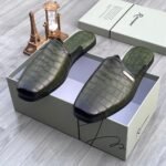 Steve Riots Crocs Effects Leather Mules Green