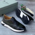 Berluti shadow sneakers luxury leather slip-on trainers crafted with venezia calf leather green colour