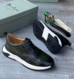 Berluti shadow sneakers luxury leather slip-on trainers crafted with venezia calf leather green colour