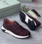 Berluti shadow sneakers luxury suede slip-on trainers crafted with venezia calf leather brown colour