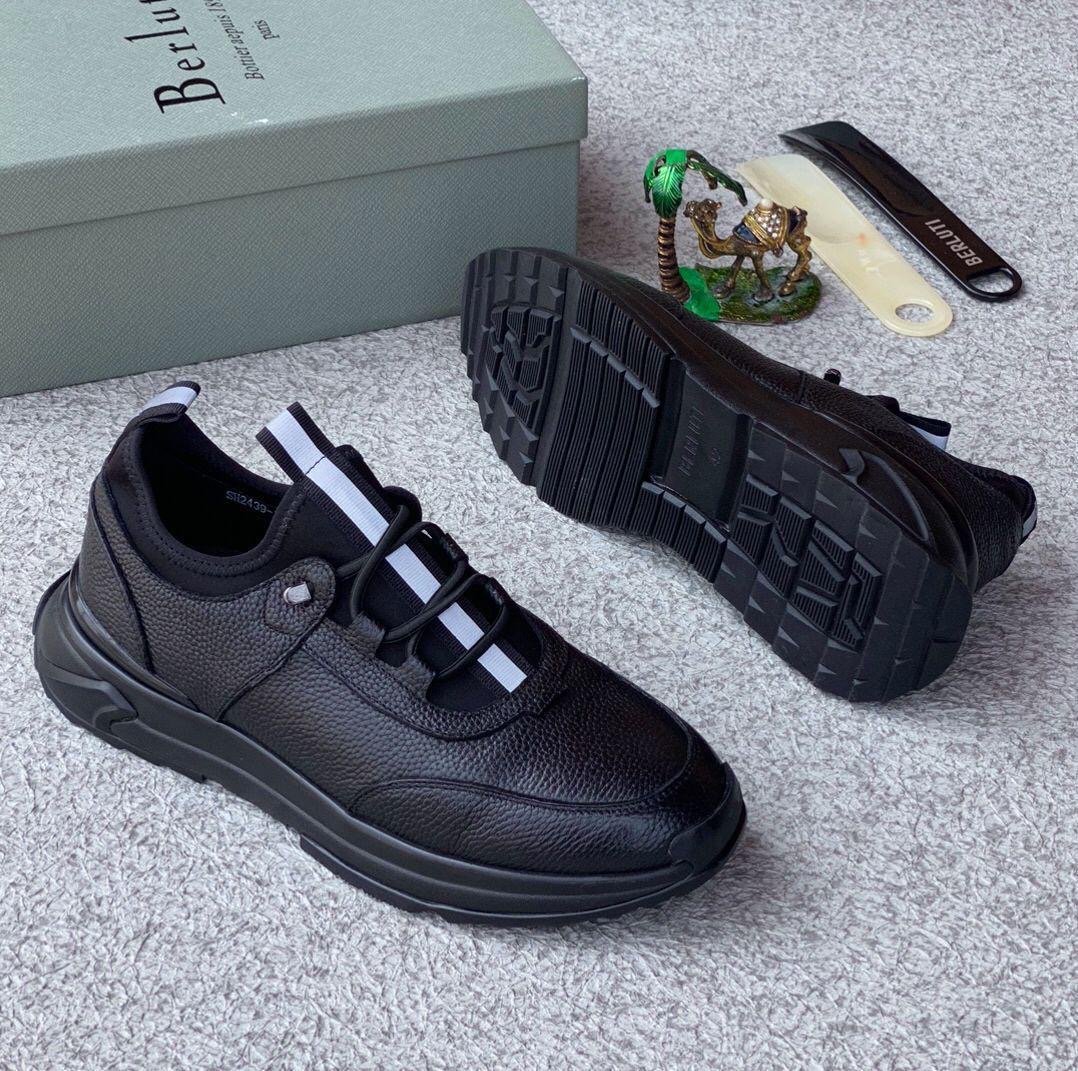 f0aee369-14e7-4f2f-beb2-e1d1950d4eb2 Berluti shadow sneakers luxury leather slip-on trainers crafted with venezia calf leather coffee black colour - Image 1